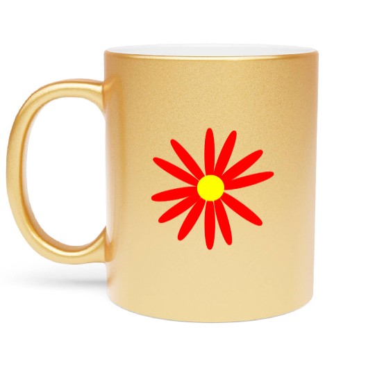 Red and Yellow Daisy Metallic Mugs
