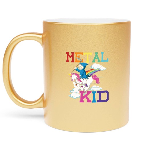 Metal Kid Music Grim Unicorn Rocker Rock Metallic Mugs