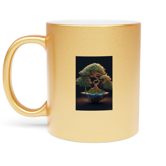 Cannabonsai - Bonsai Tree, Surreal Zen Garden, Metallic Mugs