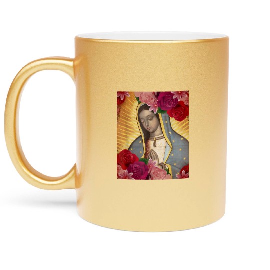 Our Lady of Guadalupe Rose Mexican Catholic Juan D Metallic Mugs
