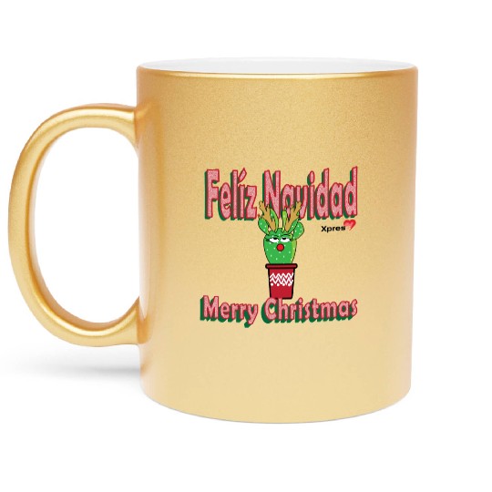 Felíz Navidad Cactus Lady Metallic Mugs