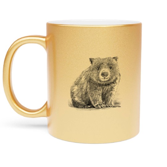 Realistic wombat handrawn Metallic Mugs