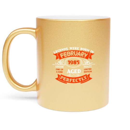Legends Were Born In February 1985 Birthday Metallic Mugs