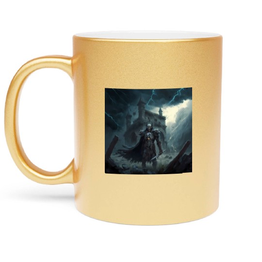 Death Knight in Thunderstorm Metallic Mugs