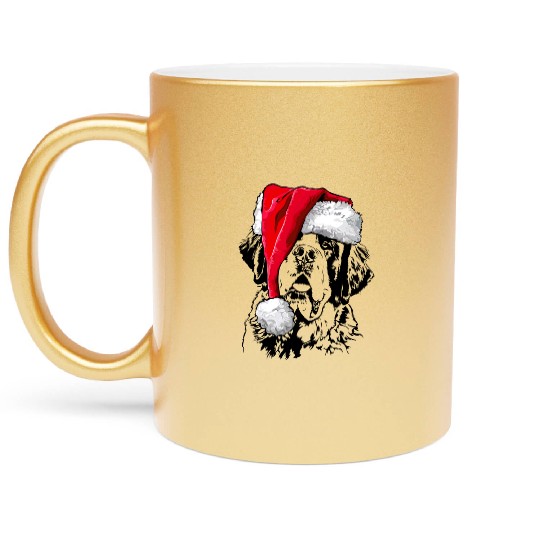 Santa Saint Bernard Dog Christmas Wilsigns Metallic Mugs