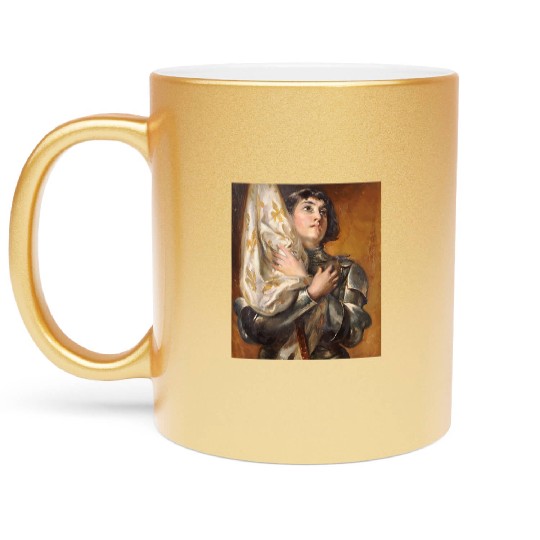 St. Joan of Arc Portrait Painting Catholic Gifts f Metallic Mugs