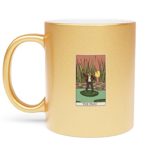 Cottagecore Frog Tarot Card "The FROG" for a Tarot Metallic Mugs