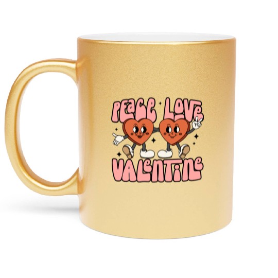 Peace Love Valentine Candy Heart Metallic Mugs