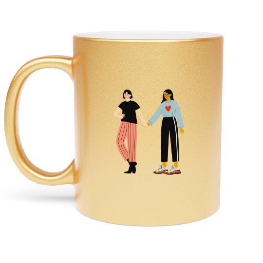 lesbian lgbtq pride valentine day 2023 valentines Metallic Mugs