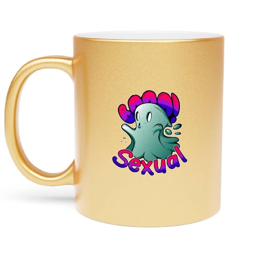 Funny Boo Sexual Cute Bi Ghost LGBT Bisexual Pride Metallic Mugs