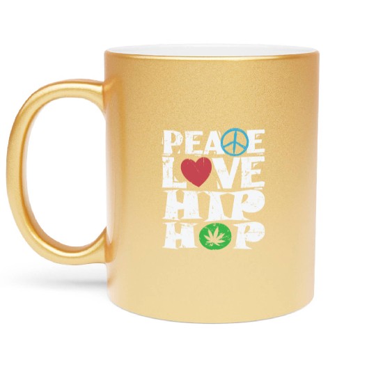 Peace Love Hip Hop Music Direction Rap Metallic Mugs
