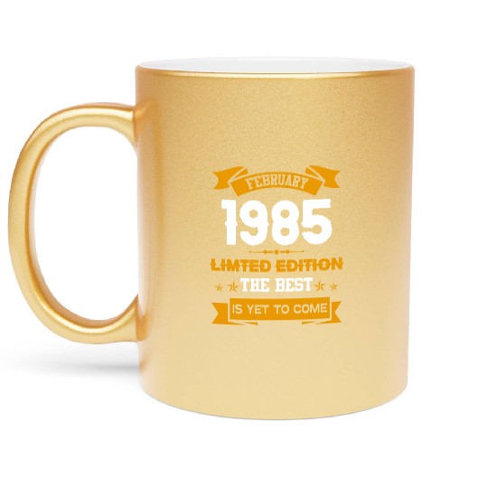 February 1985 Birthday Surprise Metallic Mugs