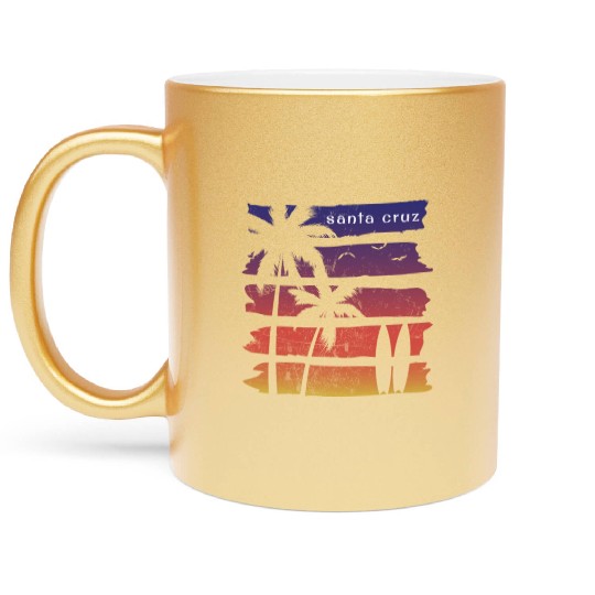 Cool Santa Cruz California Surfing Fan Beach Palm Metallic Mugs