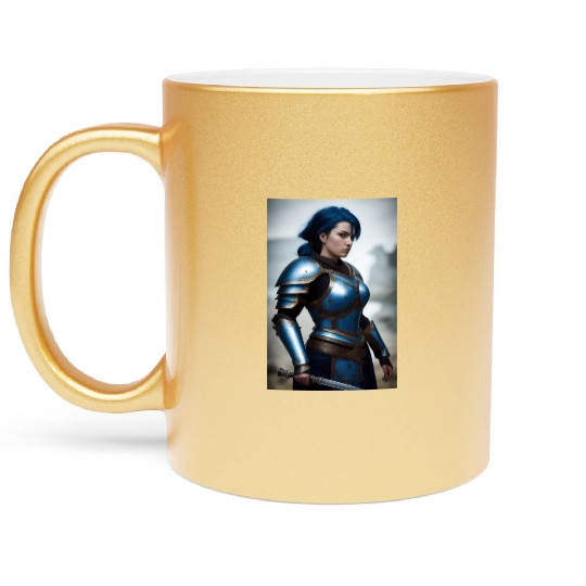 Azura - Warrior Lady Blue in Battle Metallic Mugs
