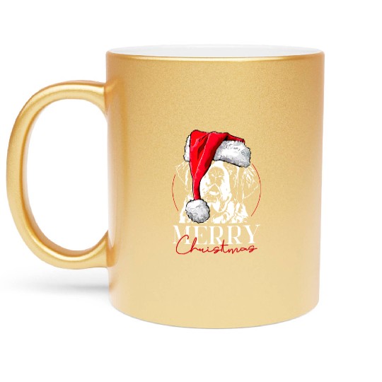Santa Saint Bernard Dog Christmas Wilsigns Metallic Mugs