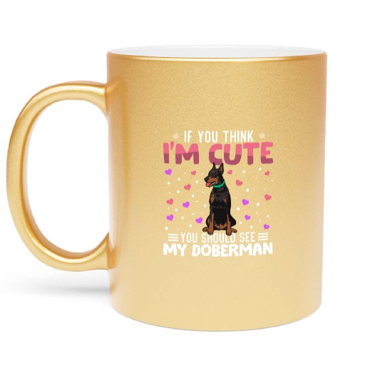 Doberman Heart Valentine's Day Animal For Womens Metallic Mugs