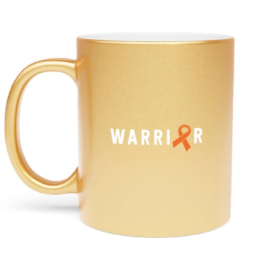 Leukemia Warrior Lymphoma Cancer Orange Ribbon Metallic Mugs
