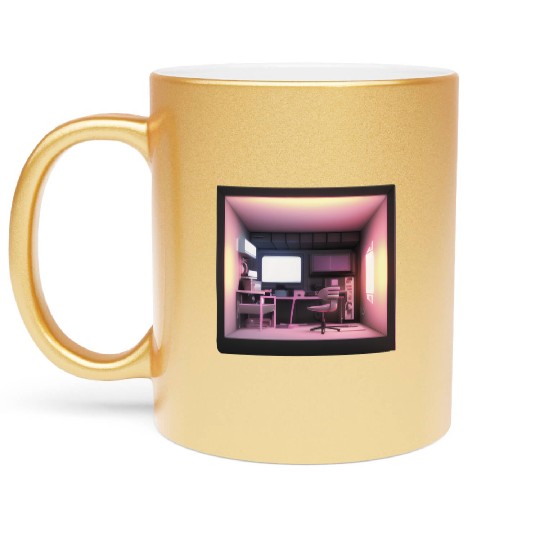 Cute 3D Room Print - Add a Touch of Coziness Metallic Mugs