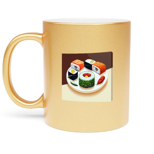 Beautiful Sushi Painting Metallic Mugs