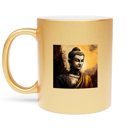 The Serenity of Zen Buddha Watercolor Meditation Metallic Mugs