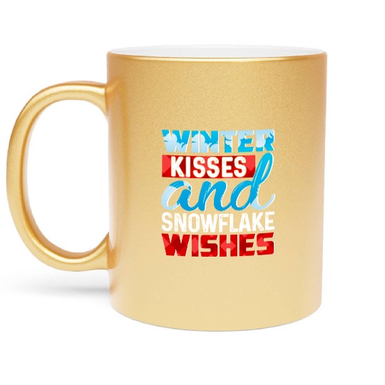 Winter Kisses And Snowflake Wishes Metallic Mugs