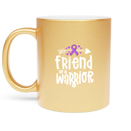Friend Of A Warrior Purple Awareness Ribbon Metallic Mugs