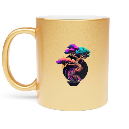 Synthwave Bonsai Tree Metallic Mugs