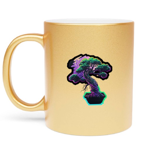 Synthwave Bonsai Tree Metallic Mugs