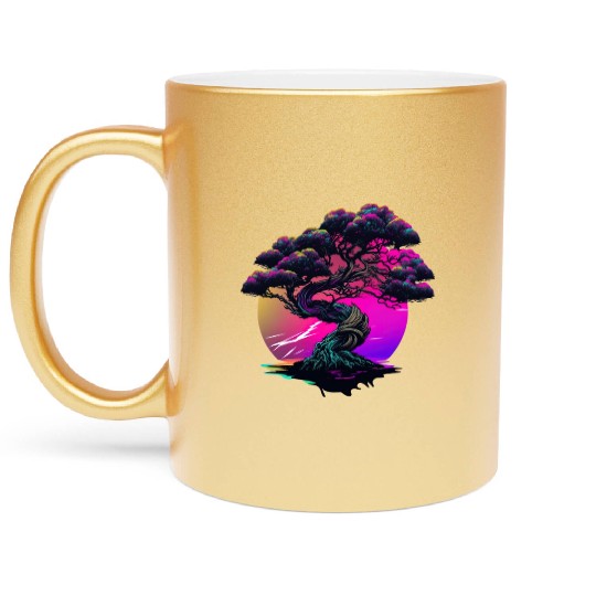 Synthwave Bonsai Tree Metallic Mugs