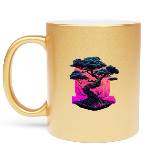 Synthwave Bonsai Tree Metallic Mugs