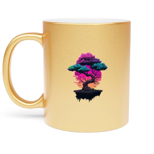 Synthwave Bonsai Tree Metallic Mugs