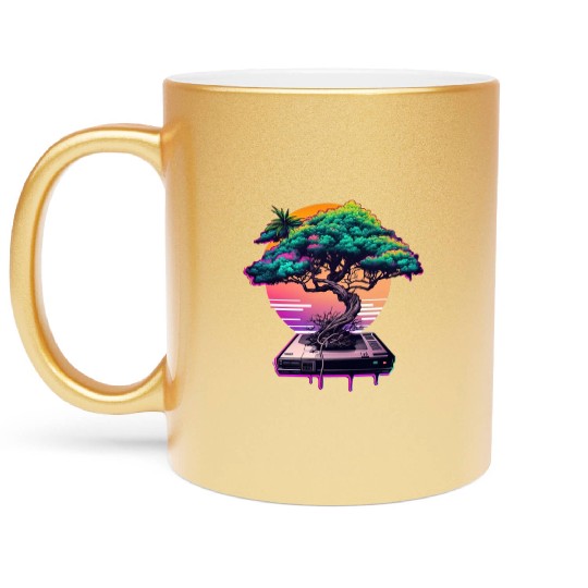 Synthwave Bonsai Tree Metallic Mugs