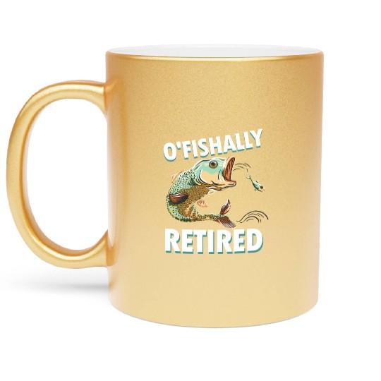 Ofishally Retired Fishing Retro Retirement Fishing Metallic Mugs