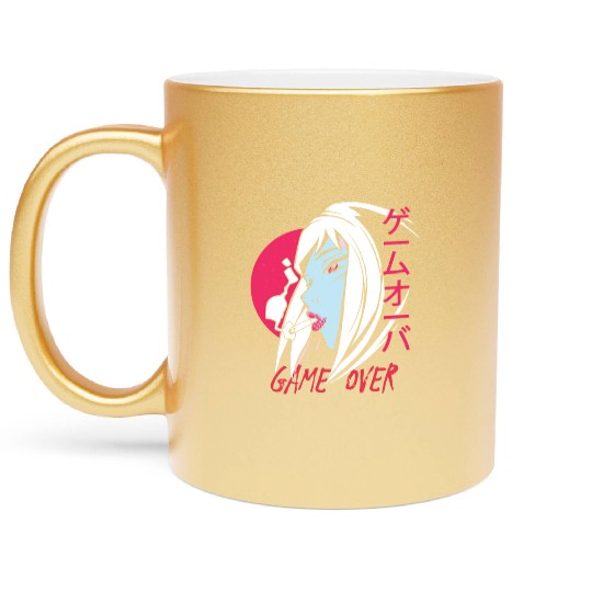 Anime Manga Girl - Game over Metallic Mugs