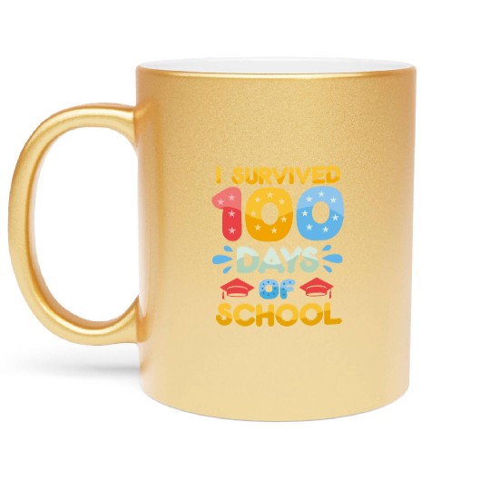 i survived 100 days of school Metallic Mugs