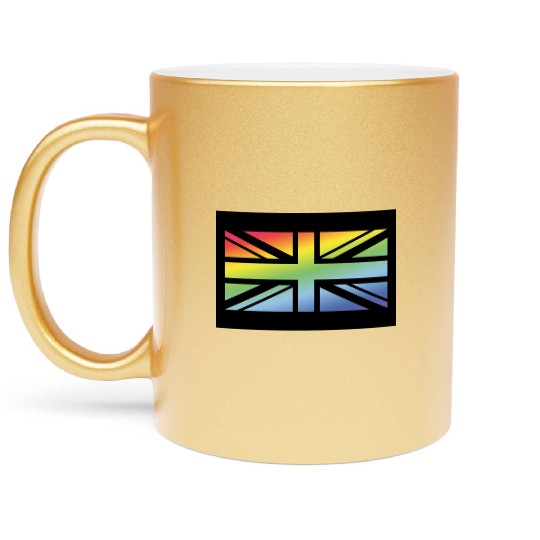Union Jack / Rainbow Flag (Britain / UK / Poster) Metallic Mugs