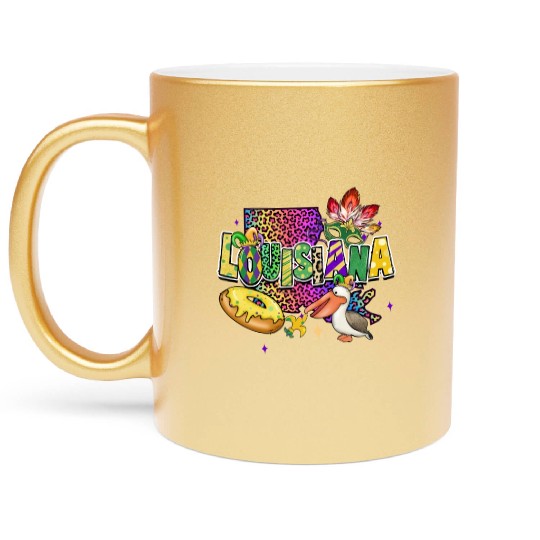 New Orleans Men Women Louisiana Mardi Gras Outfit Metallic Mugs