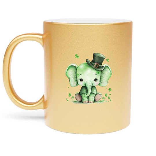 St Patrick's Day Irish Cute Elephant Saint Patrick Metallic Mugs
