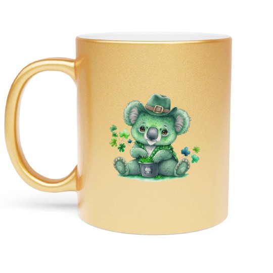St Patrick's Day Irish Funny Koala Saint Patrick Metallic Mugs
