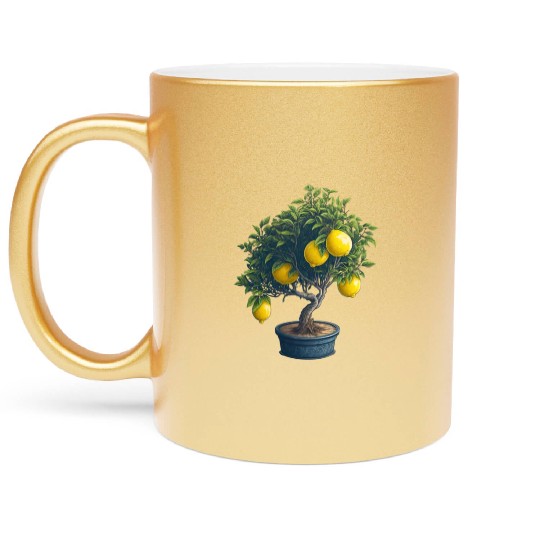 Lemon Bonsai Tree Metallic Mugs