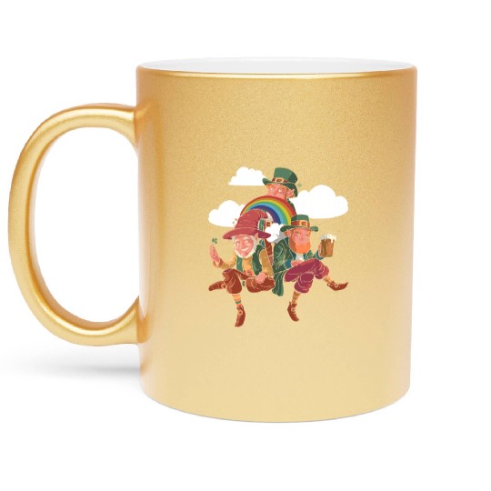 Three Leprechauns - St Patricks Day Irish Metallic Mugs