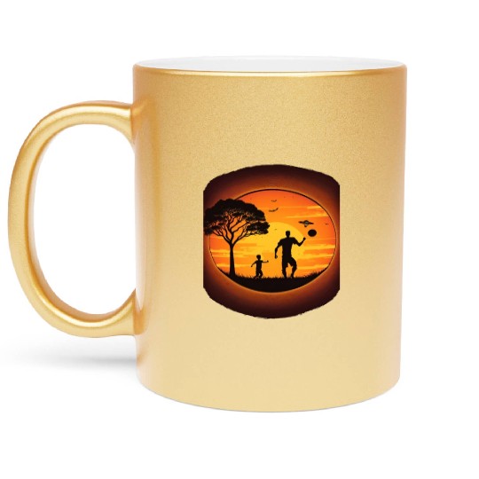 Ultimate Frisbee Fans Father and Son Playing Metallic Mugs