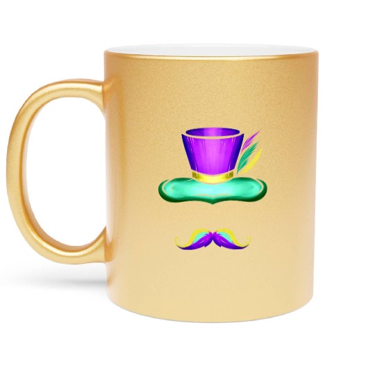 Hat And Mustache For Mardi Gras Metallic Mugs