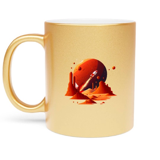 Vintage Space Science Mars Fiction Geek Solar Metallic Mugs
