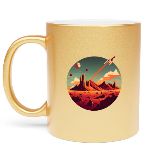 Vintage Space Science Mars Fiction Geek Solar Metallic Mugs