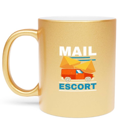 Postal Worker Mailman Delivery Mail Escort Metallic Mugs