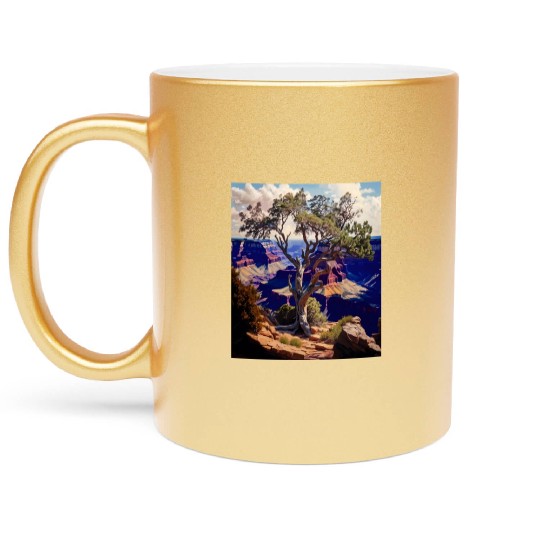 Mountain Hiking Camping Trip National Park Visit Metallic Mugs