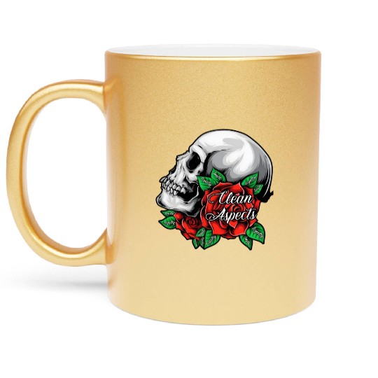 CA SKULL AND ROSES Metallic Mugs