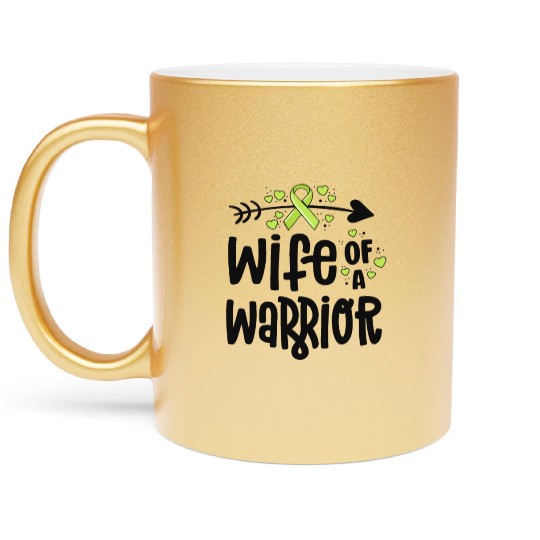 Wife Of A Warrior Lymphoma Cancer Awareness Metallic Mugs