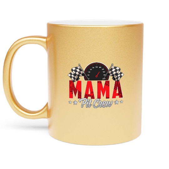 Race Car Birthday Party Racing Family Mama Pit Cre Metallic Mugs